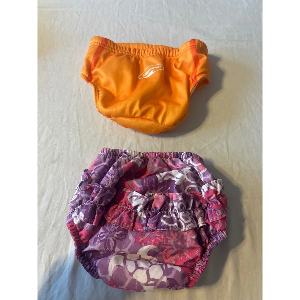 i play SwimWay Swim Diaper Bundle Baby 6-24M Orange Purple Excellent Ruffle Fish